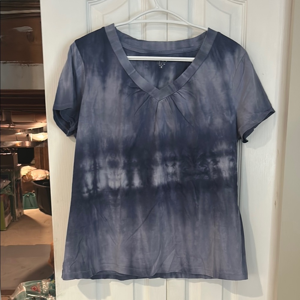 NOT AVAILABLE Bay Studio Blue and White Boxy Short Sleeve Tee